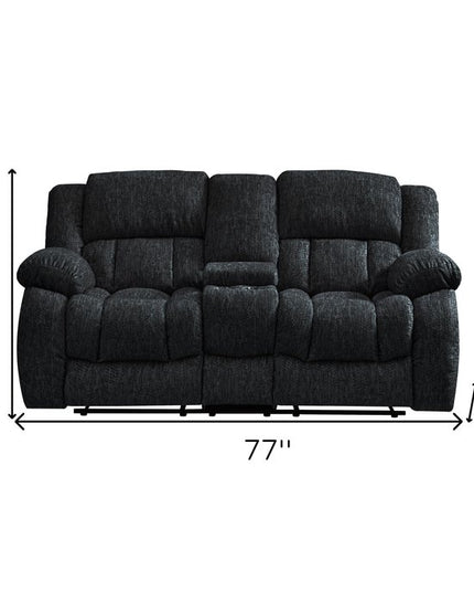 77" Black Manual Reclining Loveseat With Storage