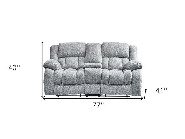 77" Light Gray Manual Reclining Loveseat With Storage