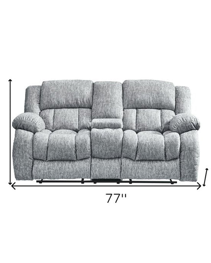 77" Light Gray Manual Reclining Loveseat With Storage