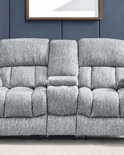 77" Light Gray Manual Reclining Loveseat With Storage
