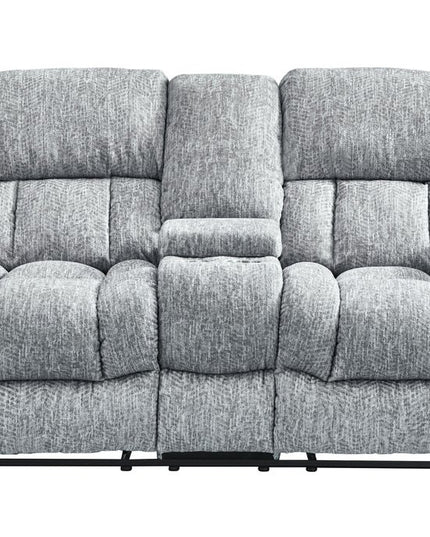 77" Light Gray Manual Reclining Loveseat With Storage