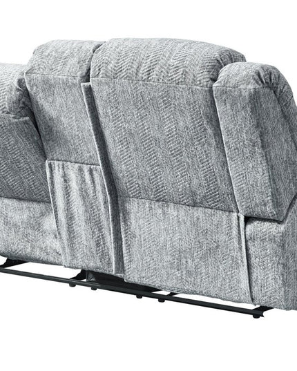 77" Light Gray Manual Reclining Loveseat With Storage