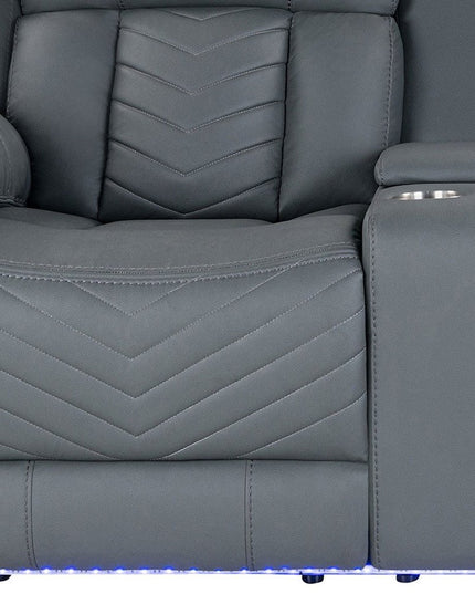 75" Light Gray Faux Leather Power Reclining Loveseat With Storage