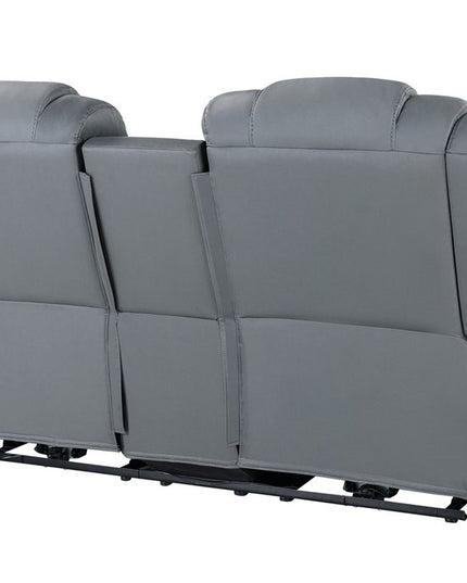 75" Light Gray Faux Leather Power Reclining Loveseat With Storage