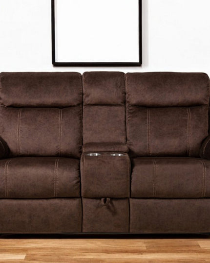70" Dark Brown Manual Reclining Loveseat With Storage