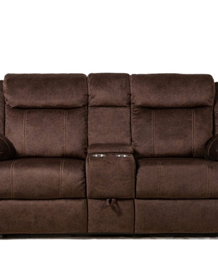 70" Dark Brown Manual Reclining Loveseat With Storage