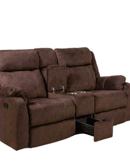 70" Dark Brown Manual Reclining Loveseat With Storage