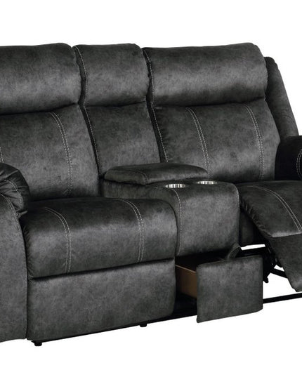 70" Dark Gray Microfiber Manual Reclining Loveseat With Storage