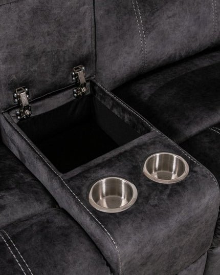 70" Dark Gray Microfiber Manual Reclining Loveseat With Storage