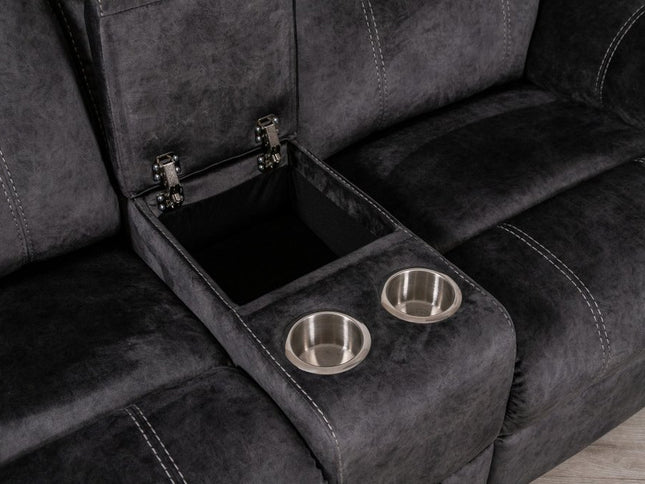 70" Dark Gray Microfiber Manual Reclining Loveseat With Storage