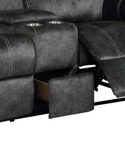 70" Dark Gray Microfiber Manual Reclining Loveseat With Storage