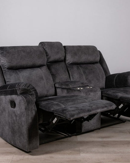 70" Dark Gray Microfiber Manual Reclining Loveseat With Storage