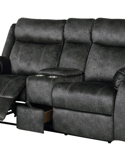 70" Dark Gray Microfiber Manual Reclining Loveseat With Storage