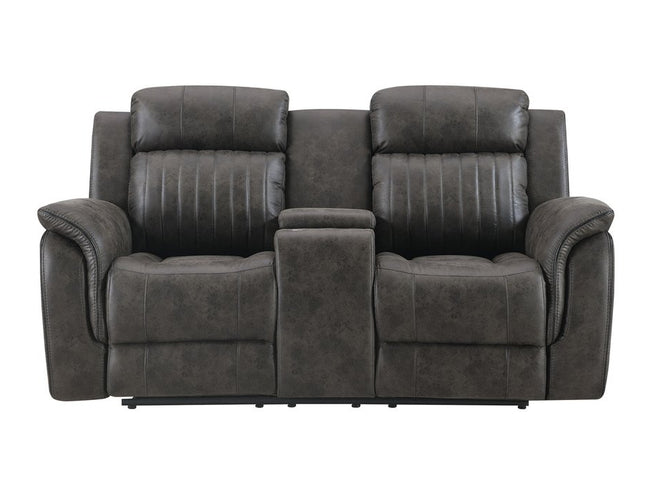 74" Gray Faux Leather Manual Reclining Loveseat With Storage