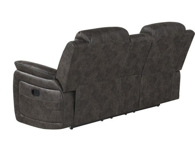 74" Gray Faux Leather Manual Reclining Loveseat With Storage
