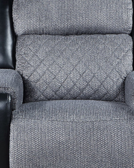 39" Black And Gray Faux Leather And Fabric Manual Recliner