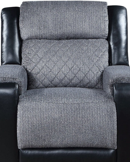 39" Black And Gray Faux Leather And Fabric Manual Recliner