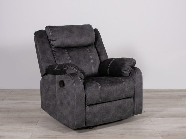 35" Granite Gray Fabric Manual Recliner