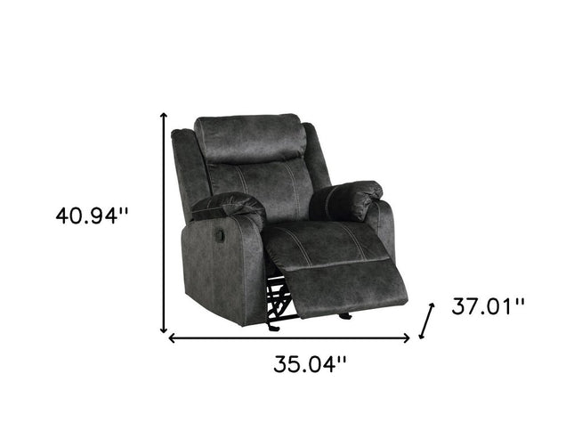 35" Granite Gray Fabric Manual Recliner
