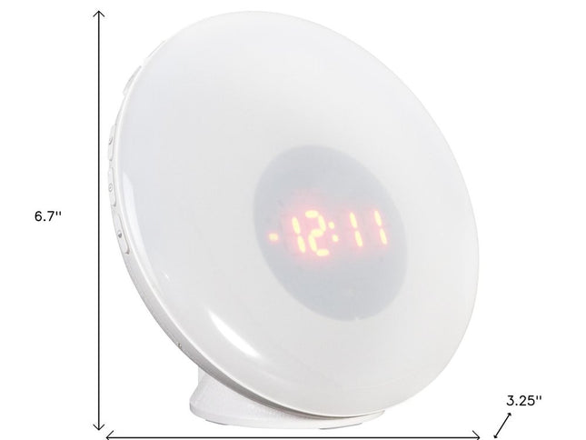 7" White Round LED Desk Lamp With USB