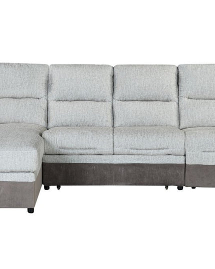 Beige And Brown Fabric Sleeper L Shaped Three Piece Sofa and Storage Chaise Sectional