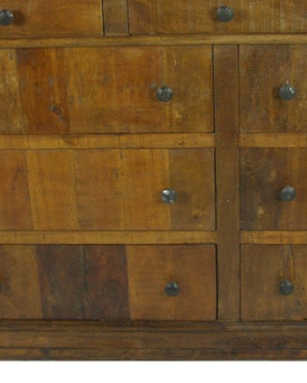 60" Brown Reclaimed Wood Nine Drawer Double Dresser