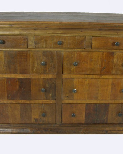 60" Brown Reclaimed Wood Nine Drawer Double Dresser