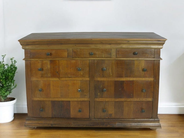 60" Brown Reclaimed Wood Nine Drawer Double Dresser