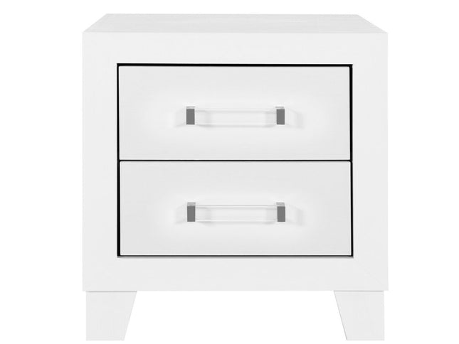 22" White Two Drawer Wood Nightstand