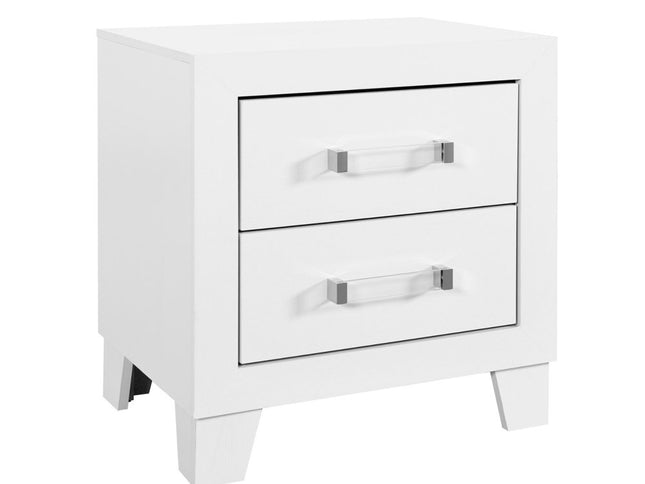 22" White Two Drawer Wood Nightstand
