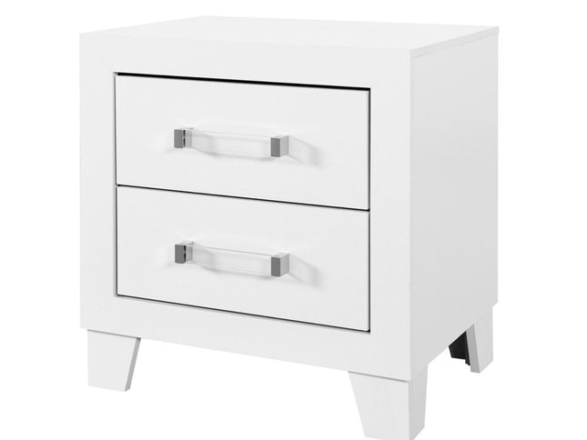 22" White Two Drawer Wood Nightstand