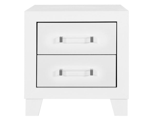 22" White Two Drawer Wood Nightstand