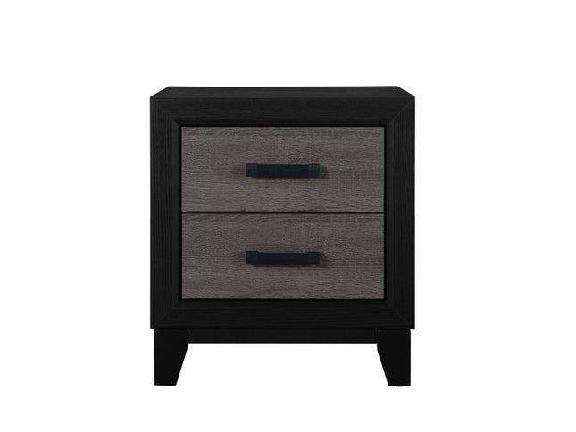 22" Black And Gray Wood Two Drawer Nightstand