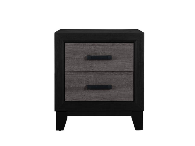 22" Black And Gray Wood Two Drawer Nightstand