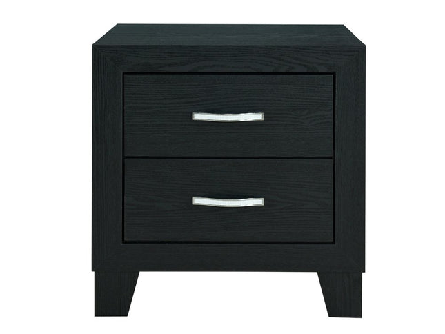 22" Black Solid and Manufactured Wood Two Drawer Nightstand