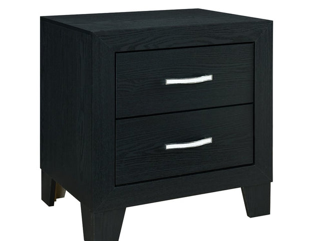 22" Black Solid and Manufactured Wood Two Drawer Nightstand