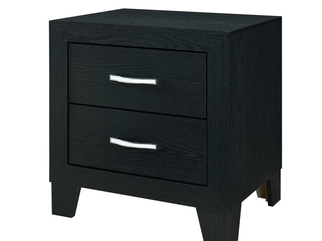 22" Black Solid and Manufactured Wood Two Drawer Nightstand