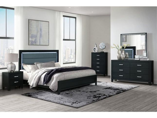 22" Black Solid and Manufactured Wood Two Drawer Nightstand