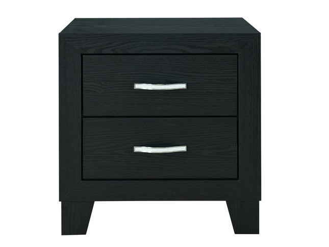 22" Black Solid and Manufactured Wood Two Drawer Nightstand