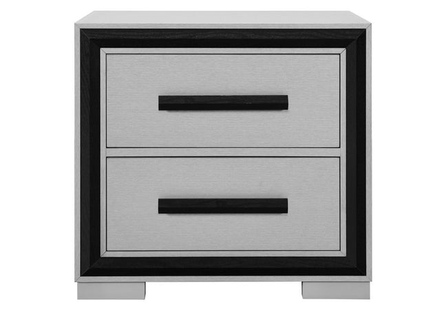 25" Gray and Black Two Drawer Wood Nightstand