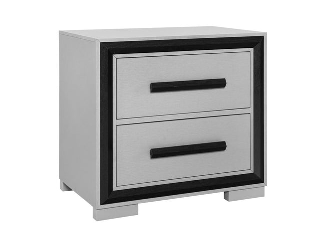 25" Gray and Black Two Drawer Wood Nightstand