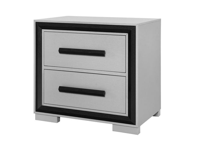 25" Gray and Black Two Drawer Wood Nightstand