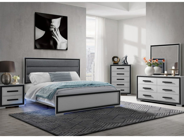 60" Gray And Black Wood Six Drawer Double Dresser