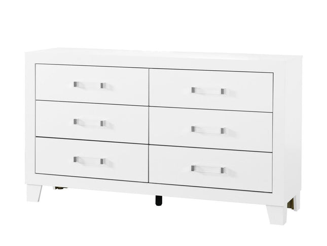 58" White Wood Six Drawer Double Dresser