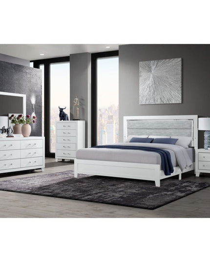 58" White Wood Six Drawer Double Dresser