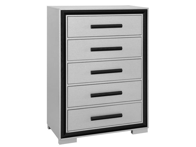 48" Gray And Black Wood Five Drawer Dresser