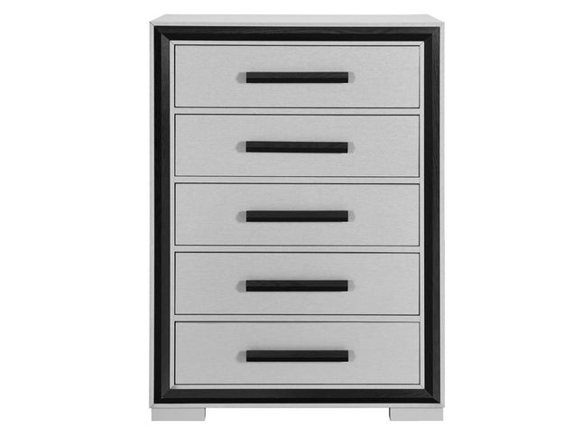 48" Gray And Black Wood Five Drawer Dresser