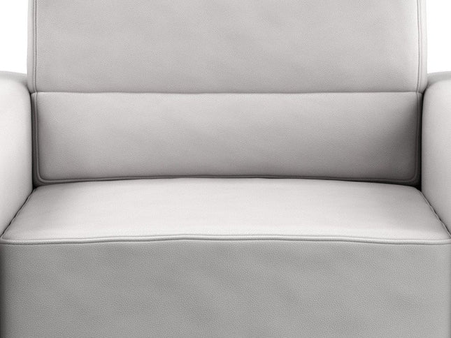 35" Light Gray and Silver Faux Leather Arm Chair