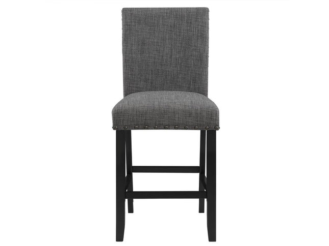 26" Gray and Black Wood and Fabric Counter Height Bar Chair