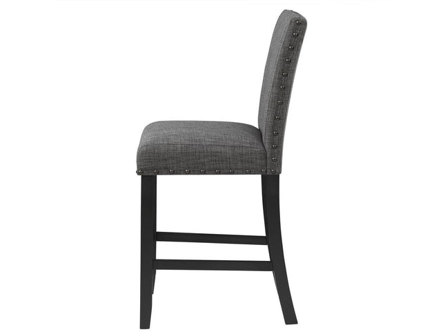 26" Gray and Black Wood and Fabric Counter Height Bar Chair
